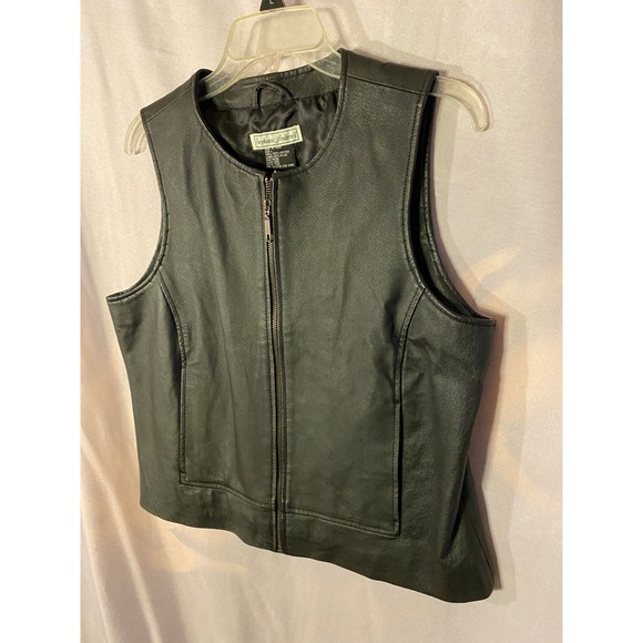 *Stephanie Andrews Black  Leather Vest size L - Picture 7 of 9